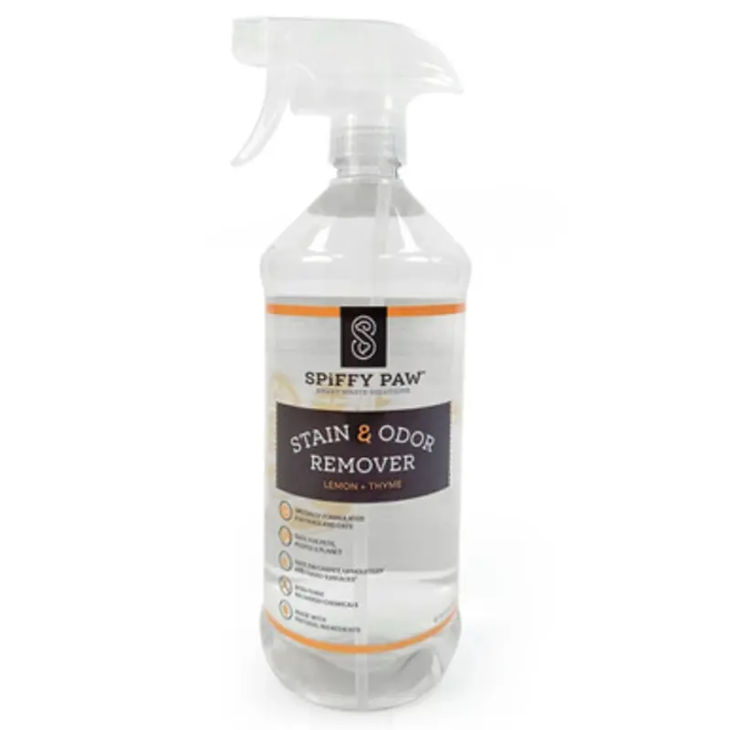 Spiffy Paw Lemon + Thyme Stain & Odor Remover Spray Formulated for Dogs & Cats 32 fl oz