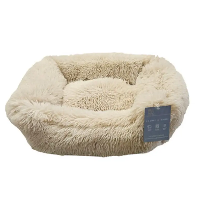 Sammy & Sadie Cream Cozy Cuddler Fur Pet Bed 22" x 18"