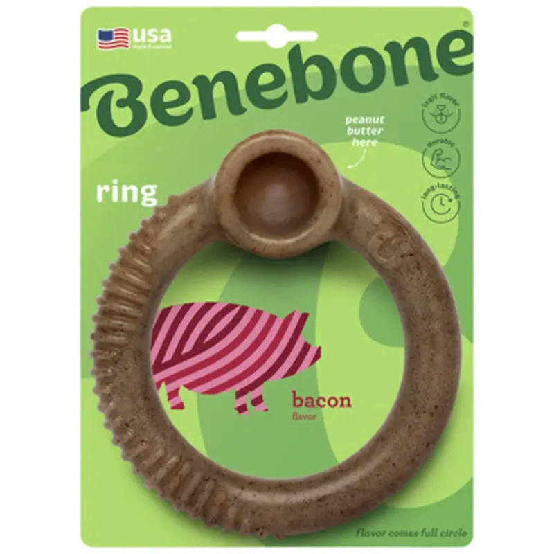 Benebone Ring Bacon Flavor Dog Chew Toy Medium