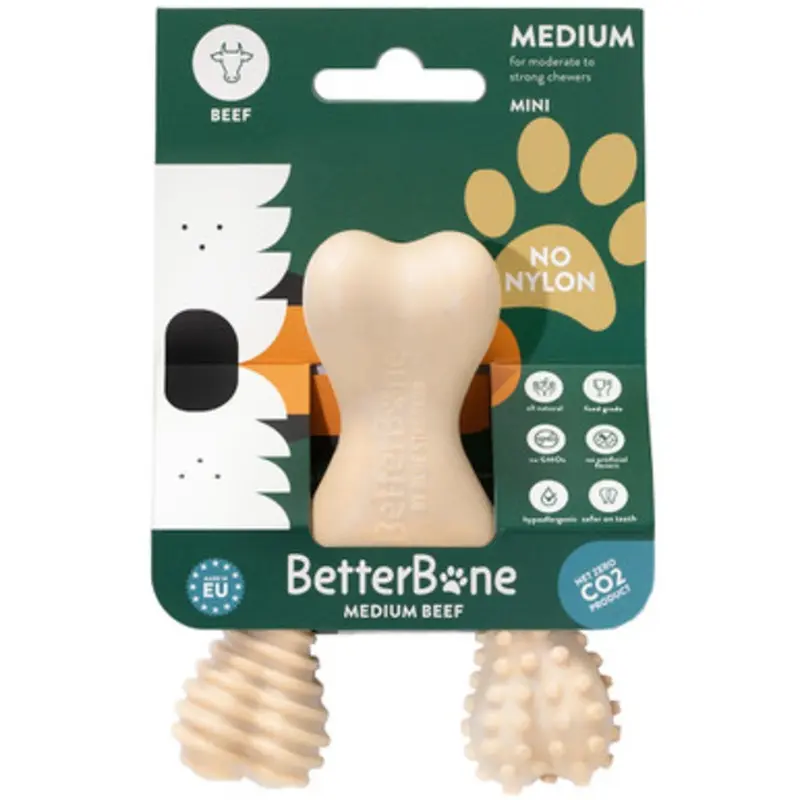 BetterBone Beef Flavor Medium Dog Dental Chew for Moderate-Strong Chewers Mini