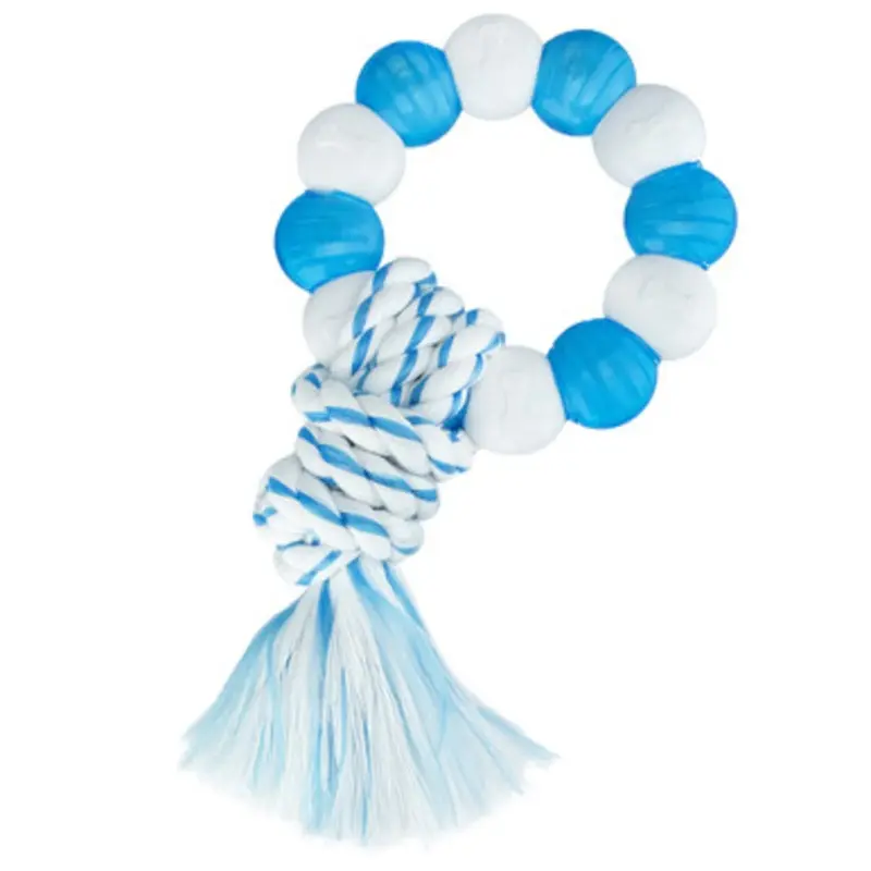Canine Clean Peppermint Nubby Ring w/ Rope Puppy Chew Toy 6"