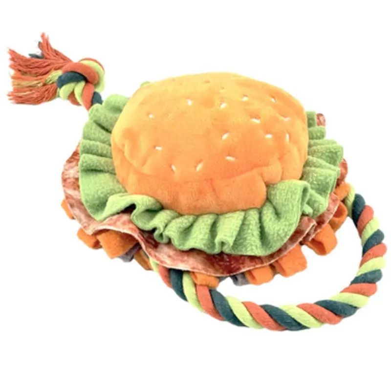 Fog City Pet Hamburger Snuffle & Tug Plush Interactive Dog Toy One Size