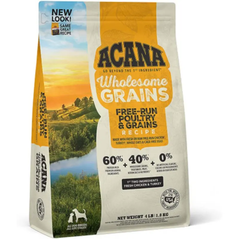 Acana Wholesome Grains Free-Run Poultry & Grains Recipe Dry Dog Food 4 lb