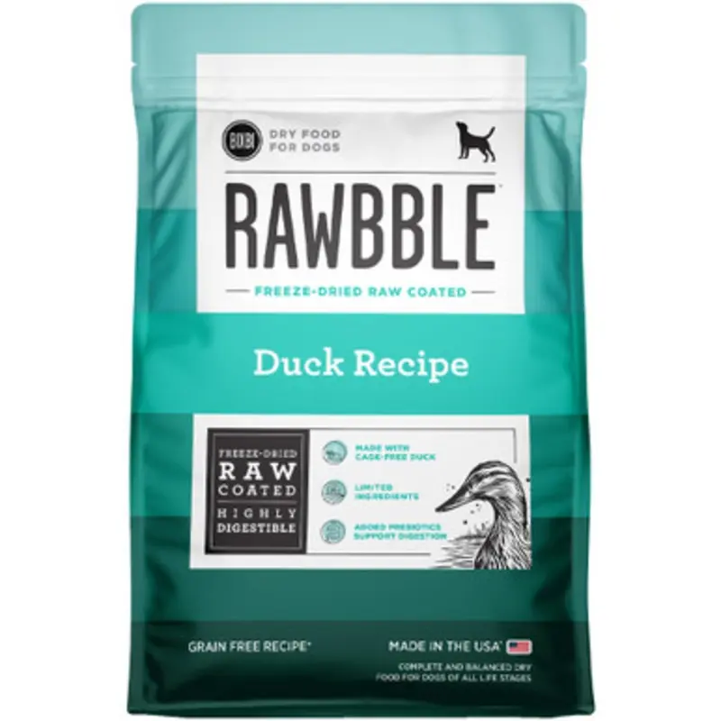 Bixbi Rawbble Freeze-Dried Raw Coated Duck Recipe Grain Free Dry Dog Food 4 lb