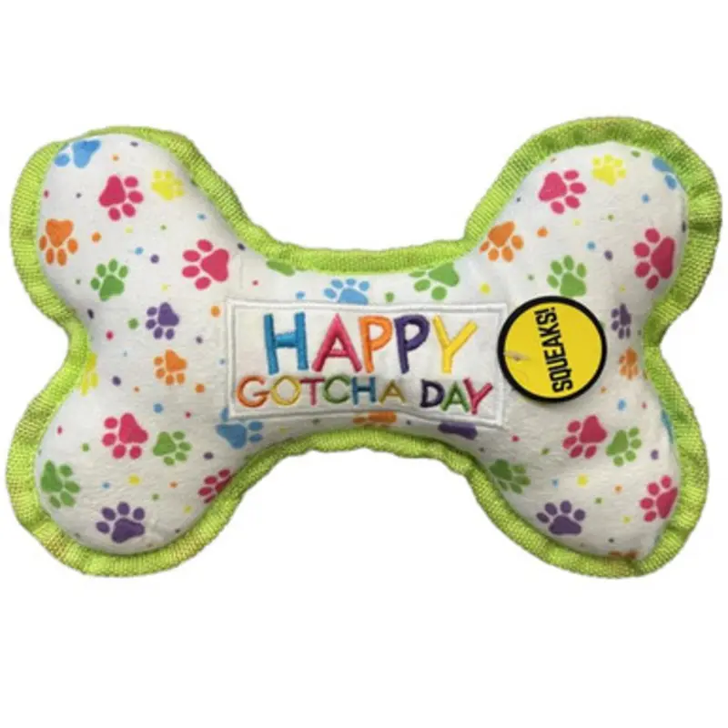 Fetch Your Own Adventure Happy Gotcha Day Bone Plush Dog Toy Medium