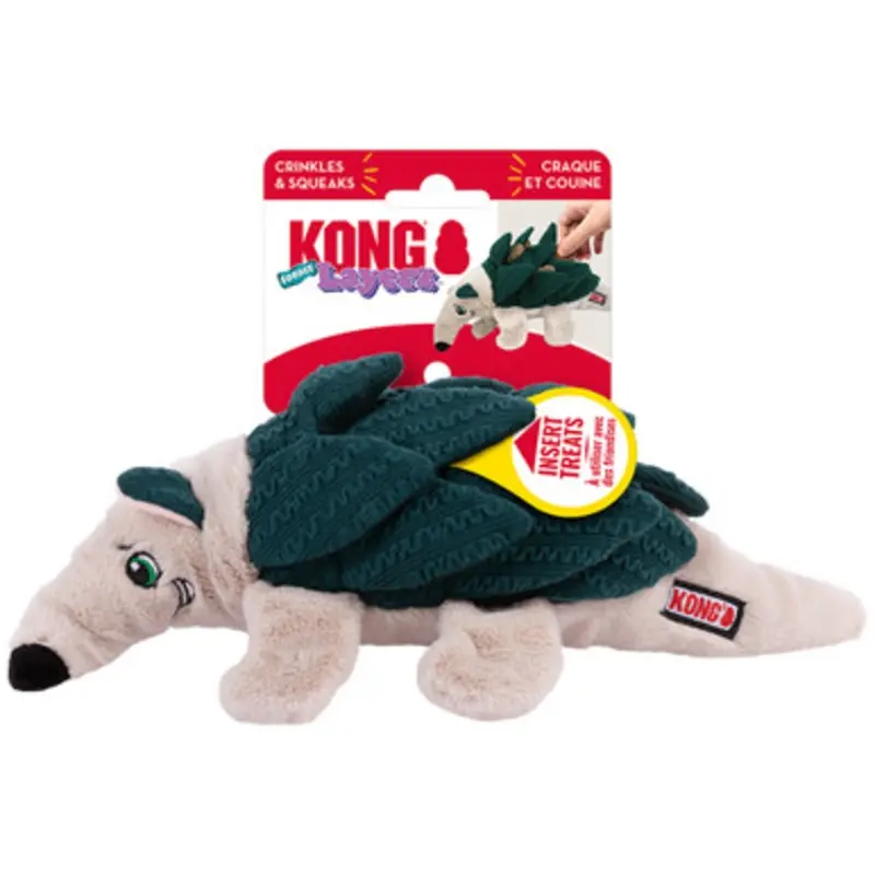 KONG Layerz Forage Armadillo Interactive Plush Dog Toy Medium