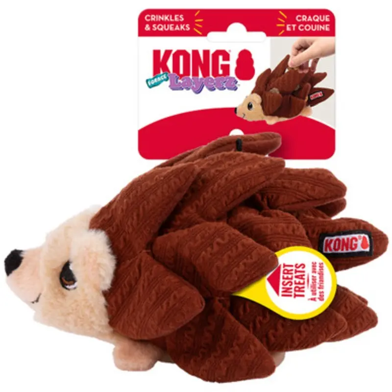 KONG Layerz Forage Hedgehog Interactive Plush Dog Toy Medium
