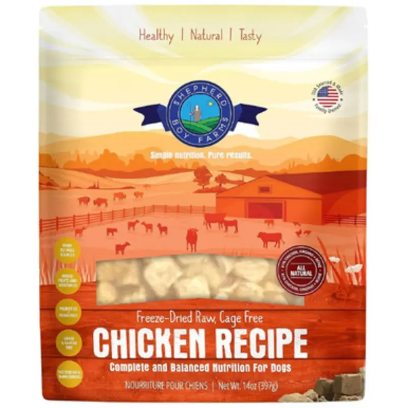 Shepherd Boy Farms Cage Free Chicken Recipe Freeze-Dried Raw Dog Food 14 oz