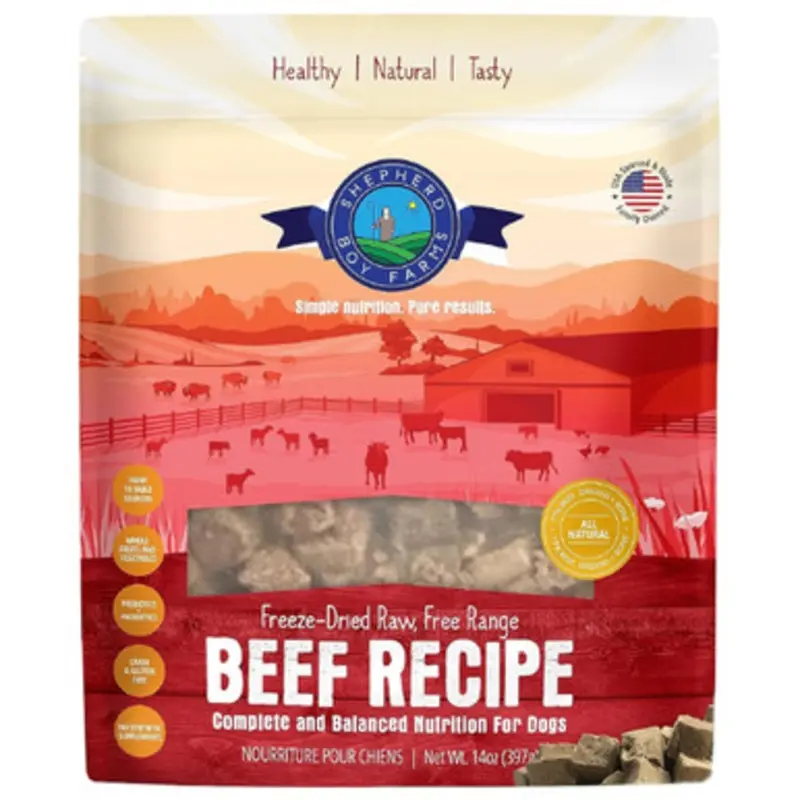 Shepherd Boy Farms Free Range Beef Recipe Freeze-Dried Raw Dog Food 14 oz