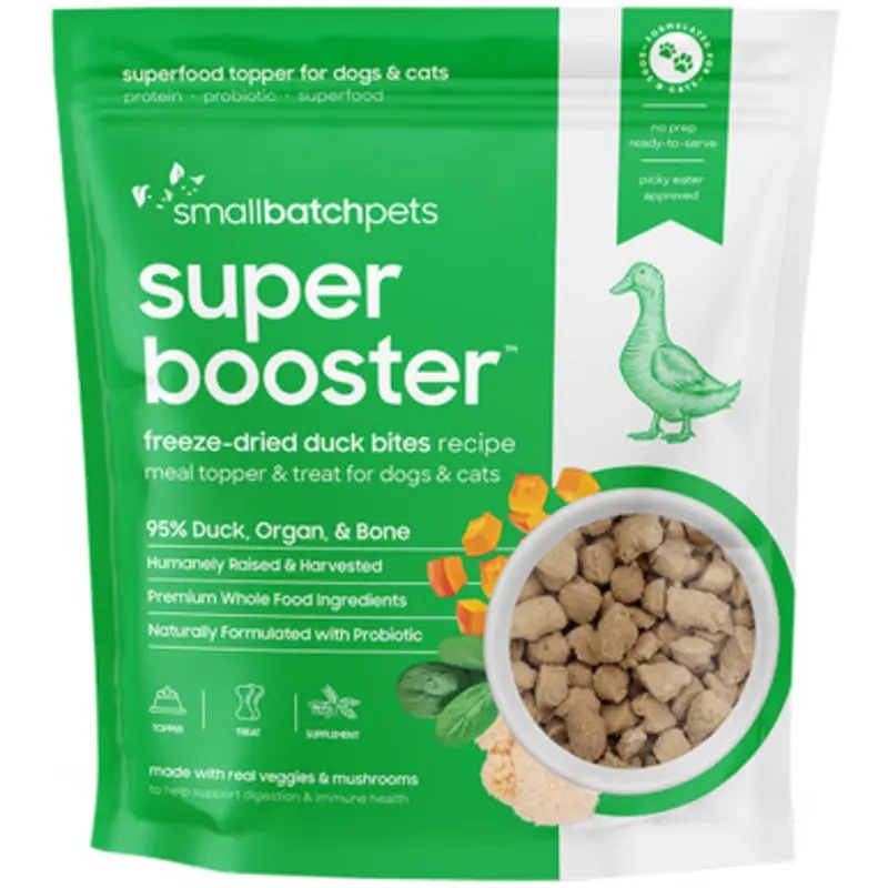 Smallbatch Supper Booster Freeze-Dried Duck Bites Recipe Dog & Cat Food Topper 7 oz