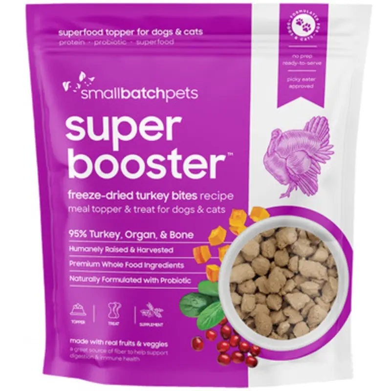Smallbatch Supper Booster Freeze-Dried Turkey Bites Recipe Dog & Cat Meal Topper 7 oz