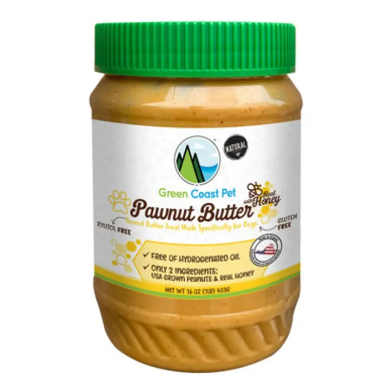 Green Coast Pet Pawnut Butter w/ Real Honey Dog Treat 16 oz
