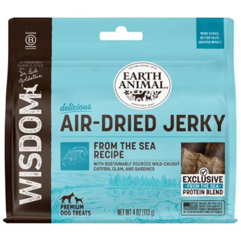 Dr. Bob Goldsteins Wisdom Air-Dried Jerky From The Sea Recipe Premium Dog Treats 4 oz
