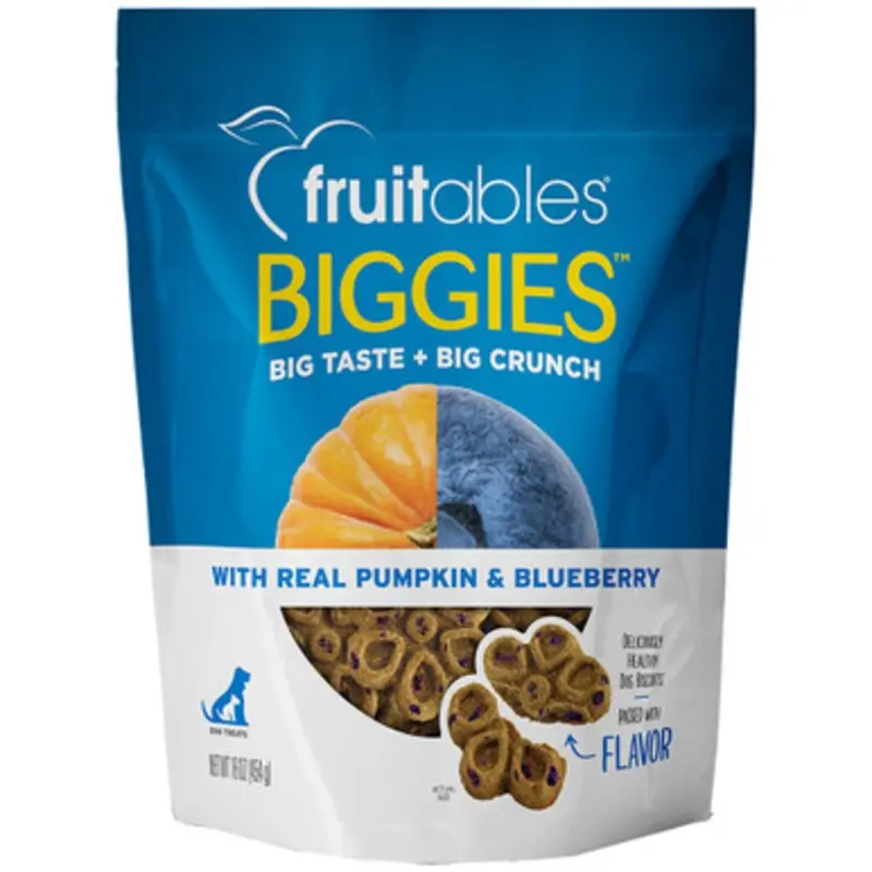 Fruitables Biggies w/ Real Pumpkin & Blueberry Biscuit Dog Treats 16 oz
