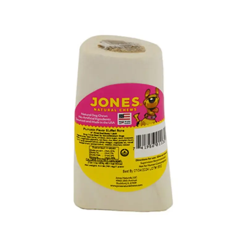 Jones Pumpkin Flavor Bone Stuffed Dog Chew Treat 4"