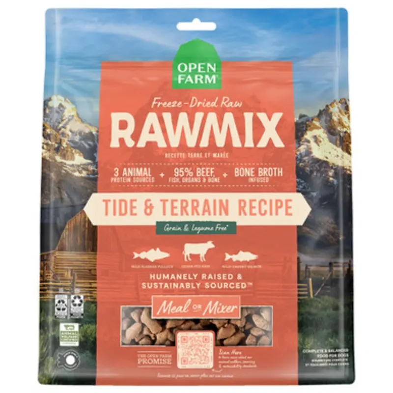 Open Farm RawMix Grain Free Tide & Terrain Recipe Freeze-Dried Raw Dog Food 13.5 oz