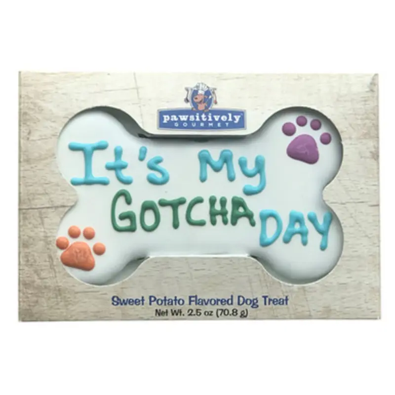Pawsitively Gourmet It's My Gotcha Day Bone Cookie Gift Box Dog Treat 6"