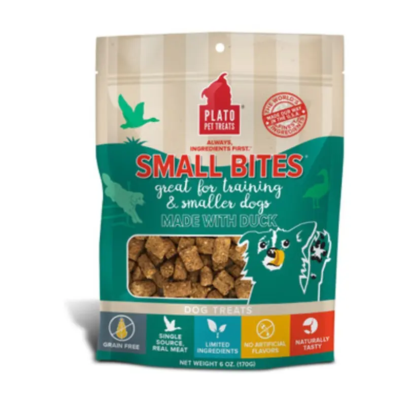 Plato Small Bites Duck Meaty Morsel Dog Treats 6 oz