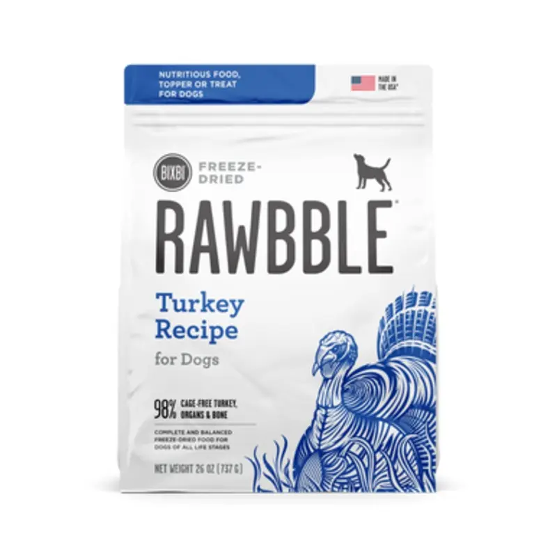 Bixbi Rawbble Turkey Recipe Freeze-Dried Dog Food 26 oz
