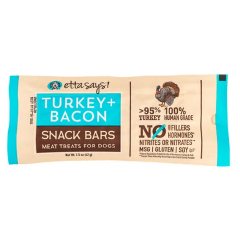 Etta Says! Turkey + Bacon Snack Bars Meat Dog Treats 1.5 oz