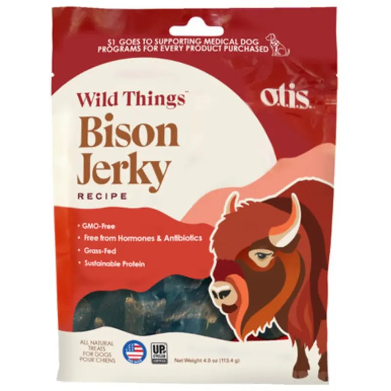O.t.i.s. Wild Things Bison Jerky Recipe Dog Treats 4 oz