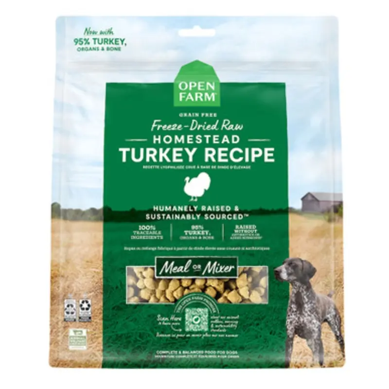 Open Farm Grain Free Homestead Turkey Recipe Freeze-Dried Raw Dog Food 13.5 oz