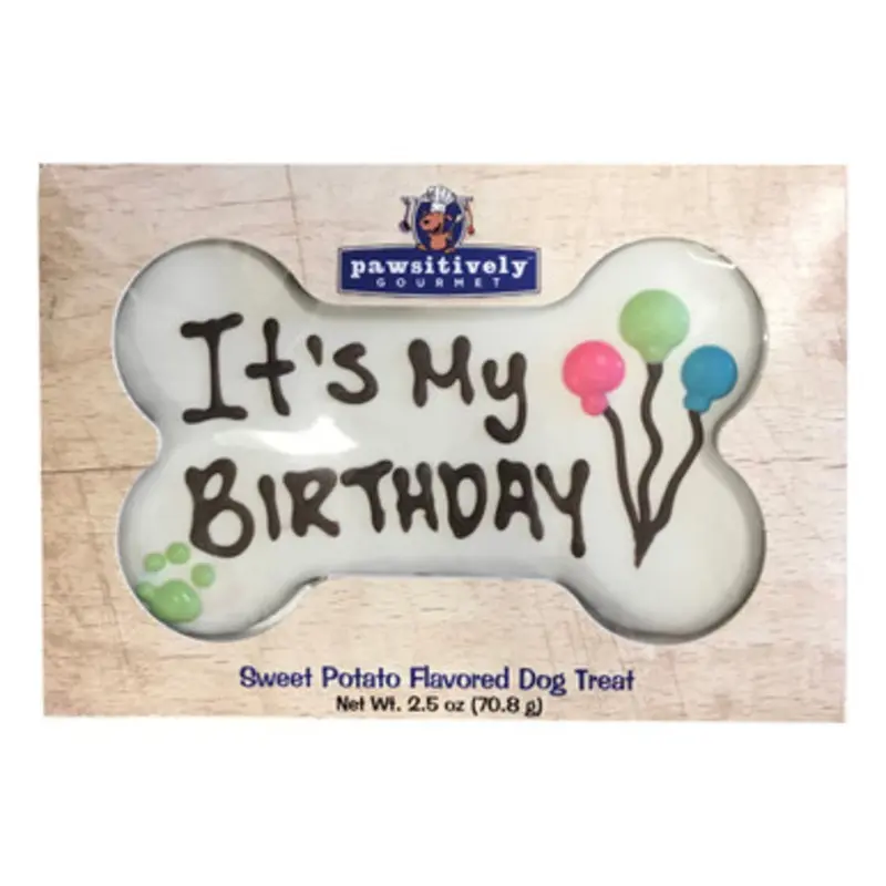 Pawsitively Gourmet It's My Birthday Bone Cookie Gift Box Dog Treat 6"