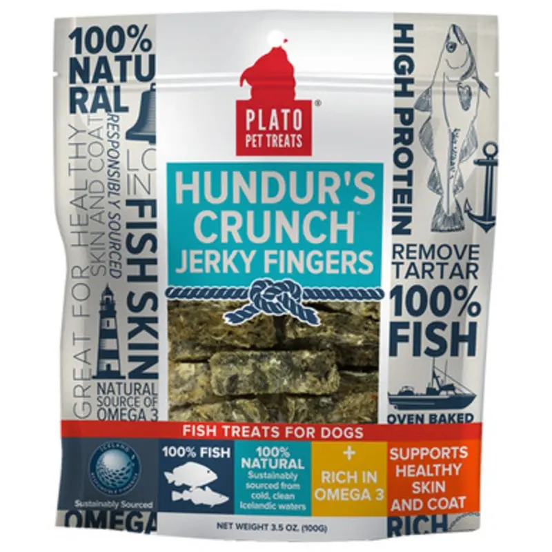Plato Hundur's Crunch Jerky Fingers Fish Dog Treats 3.5 oz