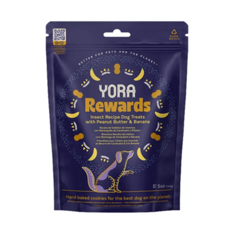 Yora Rewards Insect Recipe w/ Peanut Butter & Banana Soft Baked Dog Treats 5 oz