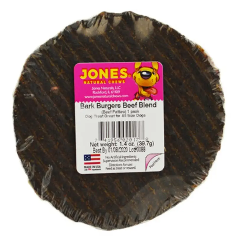 Jones Bark Burgers Beef Blend Dog Chew Treat Each