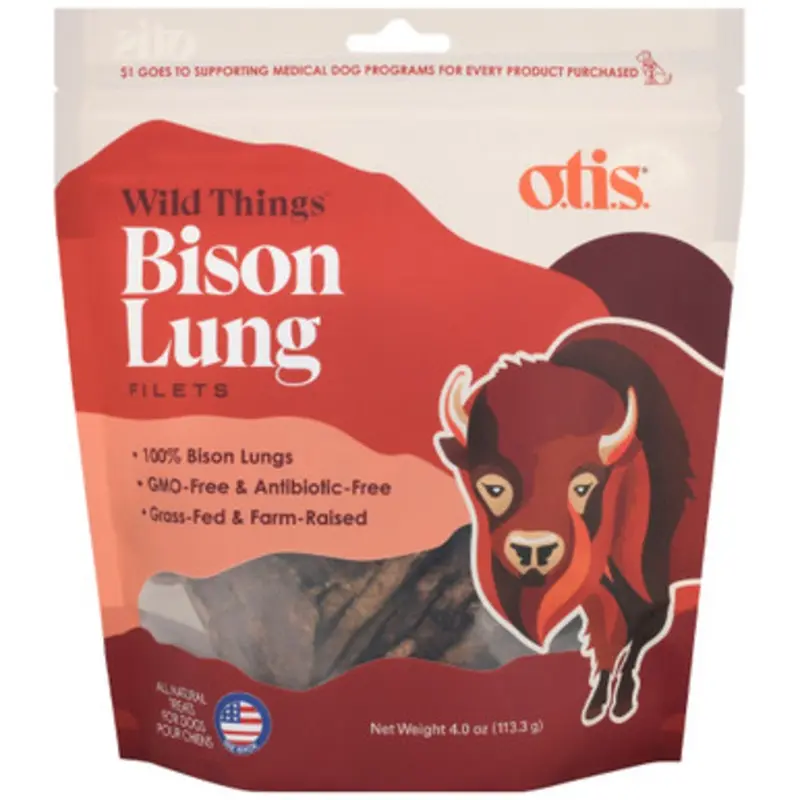 O.t.i.s. Wild Things Bison Lung Filets Dog Treats 4 oz