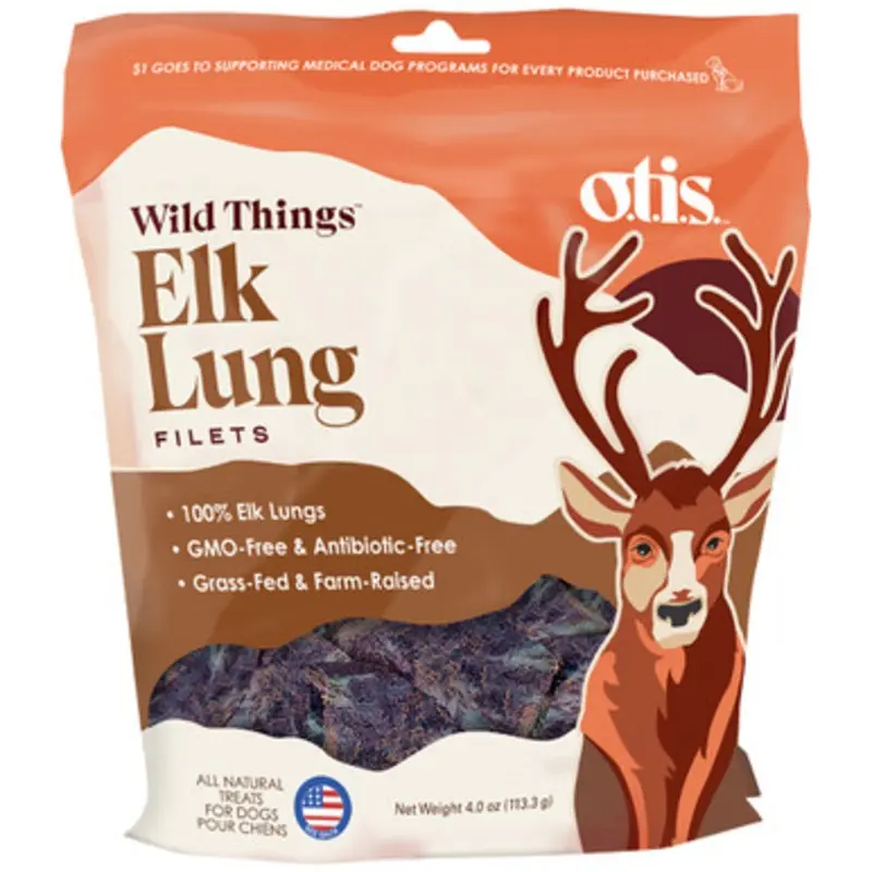 O.t.i.s. Wild Things Elk Lung Filets Dog Treats 4 oz