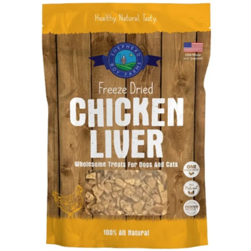Shepherd Boy Farms Freeze-Dried Chicken Liver Dog & Cat Treats 3 oz