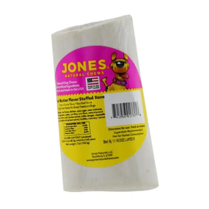 Jones Peanut Butter Stuffed Bone Dog Chew Treat 4"