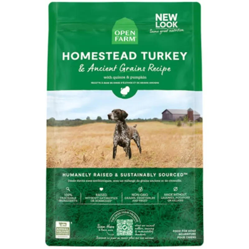 Open Farm Homestead Turkey & Ancient Grains Recipe w/ Quinoa & Pumpkin Dry Dog Food 4 lb