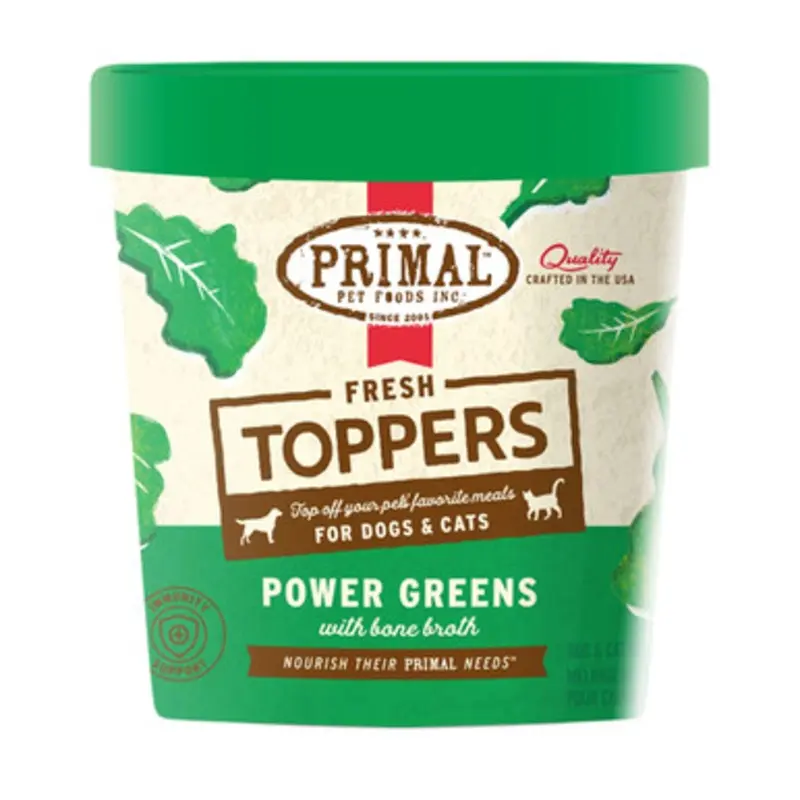 Primal Fresh Toppers Power Greens w/ Bone Broth Immunity Support for Dogs & Cats 16 oz