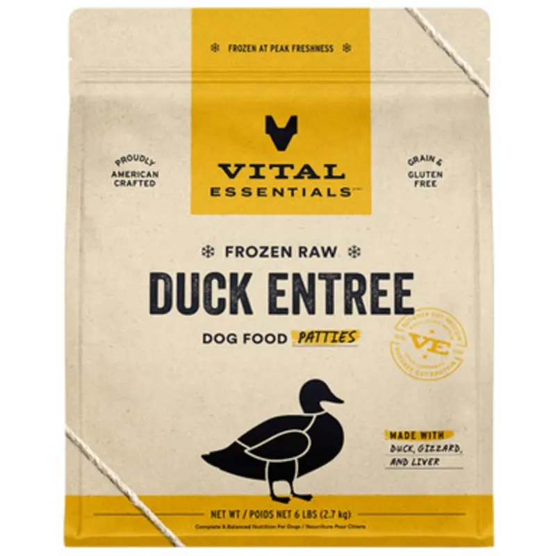 Vital Essentials Duck Entre Patties Frozen Raw Dog Food 6 lbs