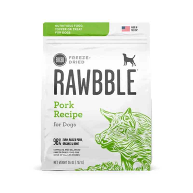 Bixbi Rawbble Pork Recipe Freeze-Dried Dog Food 26 oz