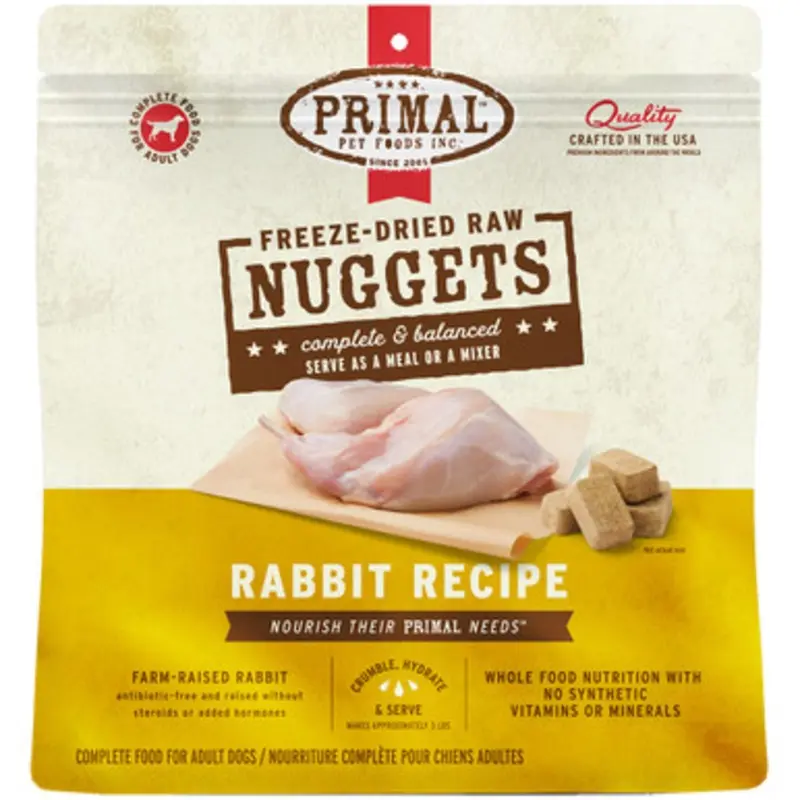 Primal Freeze-Dried Raw Nuggets Rabbit Recipe Adult Dog Food 14 oz