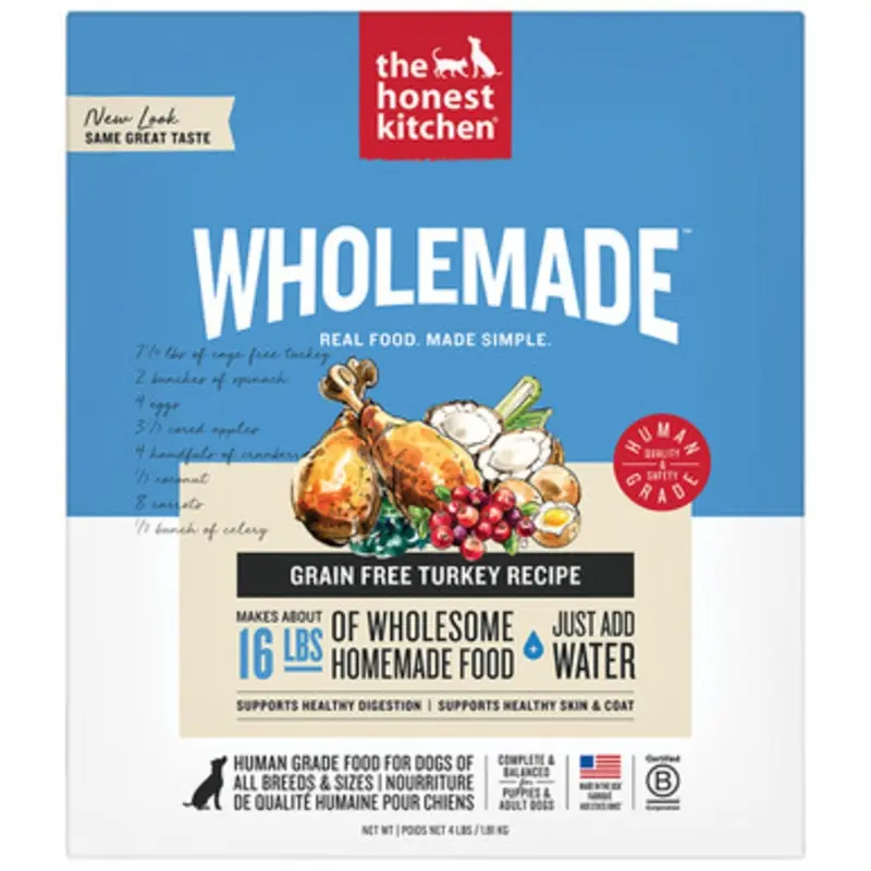 The Honest Kitchen WholeMade Grain Free Turkey Recipe Dehydrated Dog Food 4 lb