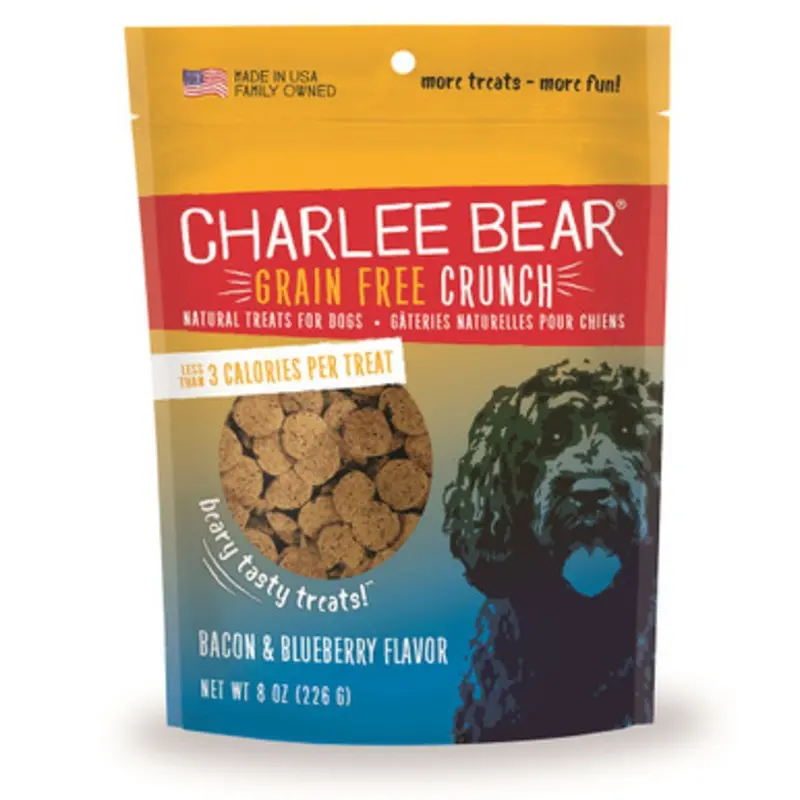 Charlee Bear Crunch Bacon & Blueberry Flavor Grain-Free Dog Treats 8 oz