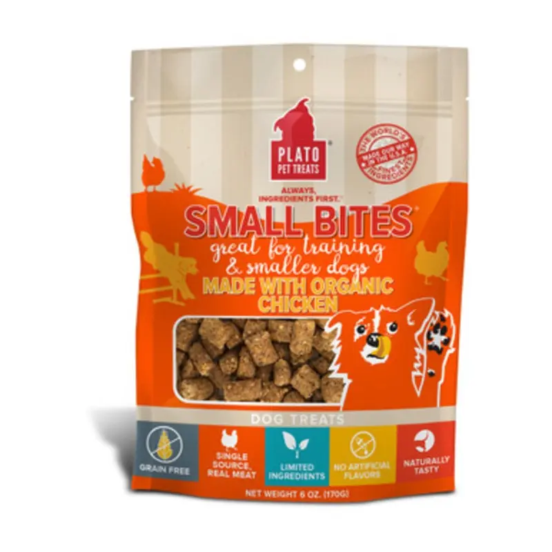 Plato Small Bites Made With Organic Chicken Meaty Morsel Dog Treats 6 oz