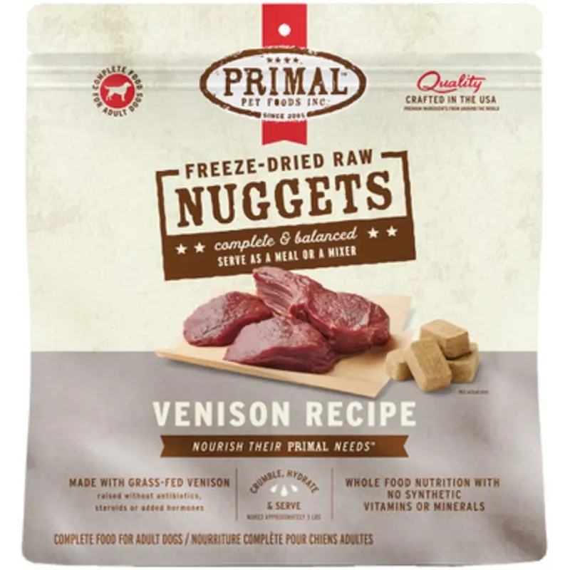Primal Freeze-Dried Raw Nuggets Venison Recipe Adult Dog Food 14 oz