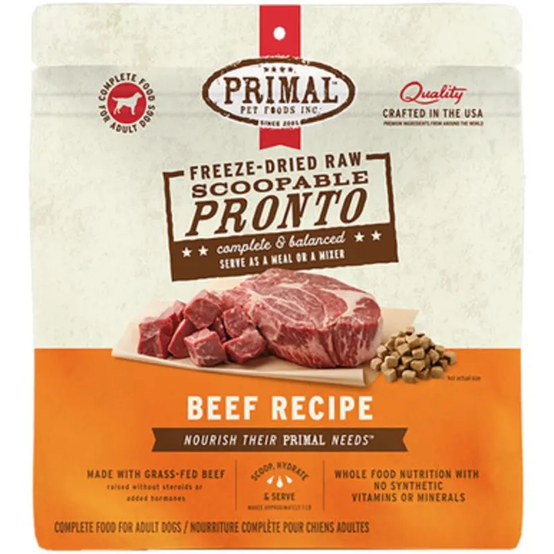 Primal Freeze-Dried Raw Scoopable Pronto Beef Recipe Adult Dog Food 7 oz