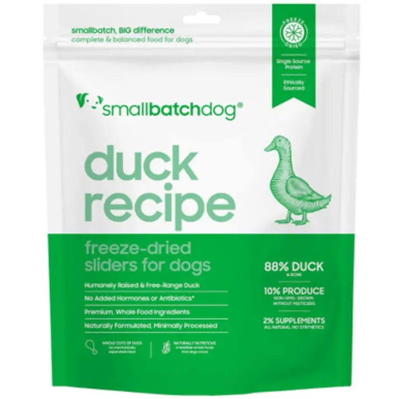 Smallbatch Duck Recipe Sliders Freeze-Dried Dog Food 14 oz
