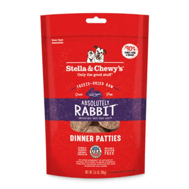 Stella & Chewy's Absolutely Rabbit Dinner Patties Freeze-Dried Raw Dog Food 14 oz