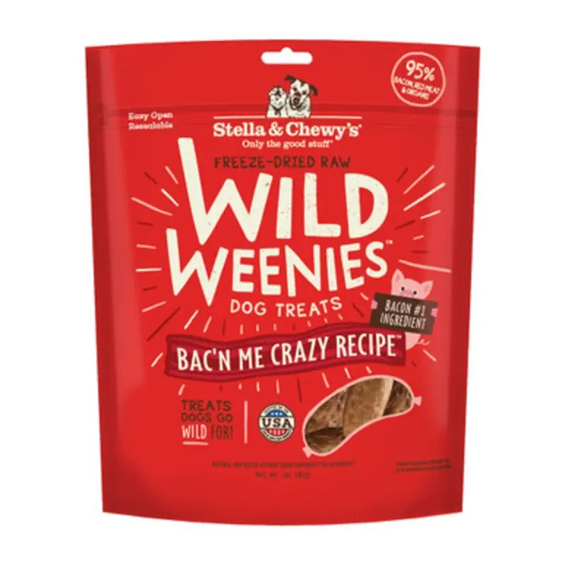 Stella & Chewy's Wild Weenies Bac'n Me Crazy Recipe Dog Treats 3 oz