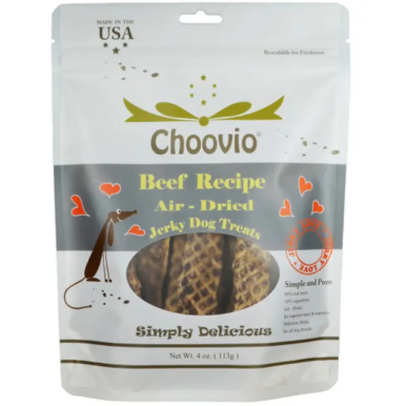 Choovio Beef Recipe Air-Dried Jerky Dog Treats 4 oz
