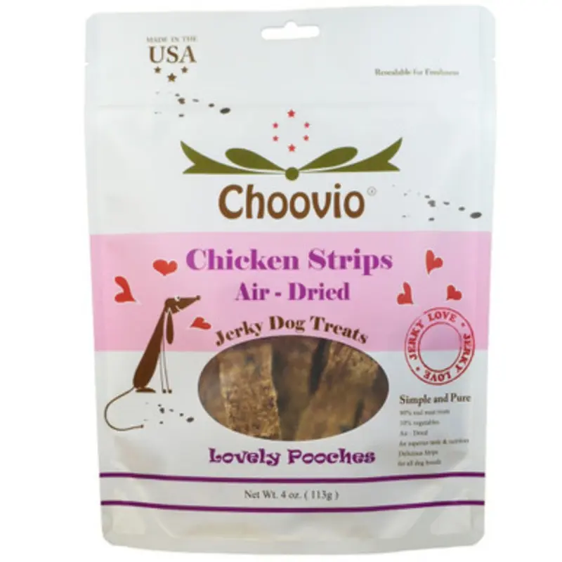 Choovio Chicken Strips Air-Dried Jerky Dog Treats 4 oz