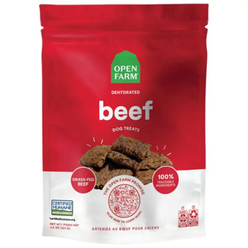 Open Farm Dehydrated Beef Jerky Dog Treats 4.5 oz
